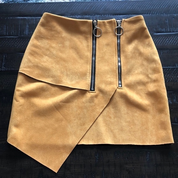 MISSGUIDED Faux Seude Scuba Asymmetrical Skirt Stretchy Size 4 Grunge Stretchy - Picture 10 of 13